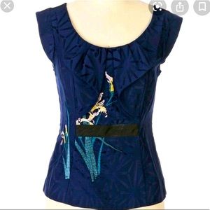 Anthropologie Veiled Arbour Embroidered Blouse